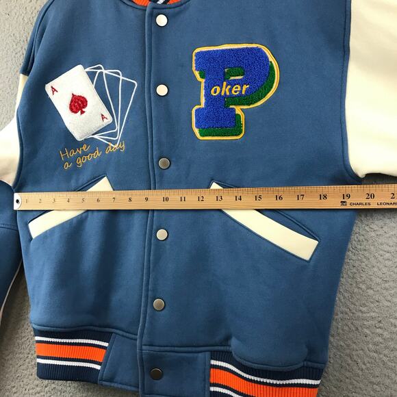 Men's New Wave Street Culture Poker Letterman Jacket Size XS - Picture 12 of 14